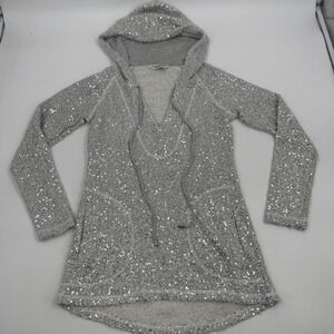 Boston Proper Sport Sequined Hoodie Dress Gray XS Extra Small Casual‎